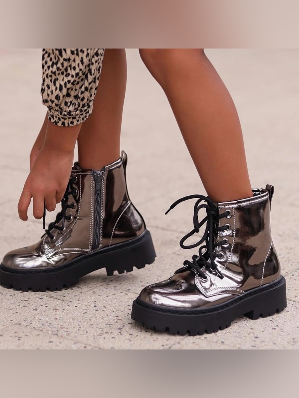 🌺MADDEN NYC Pewter Mirrored Girls' Carra Boots